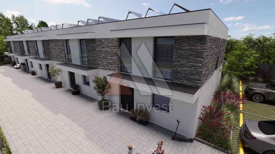 Reihenhäuser Hainburg, 3D-Visualisierung: Reihenhäuser mit Stellplätzen