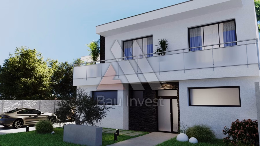 Haus Nickelsdorf, 3D-Visualisierung: Eingangsbereich und Fassade