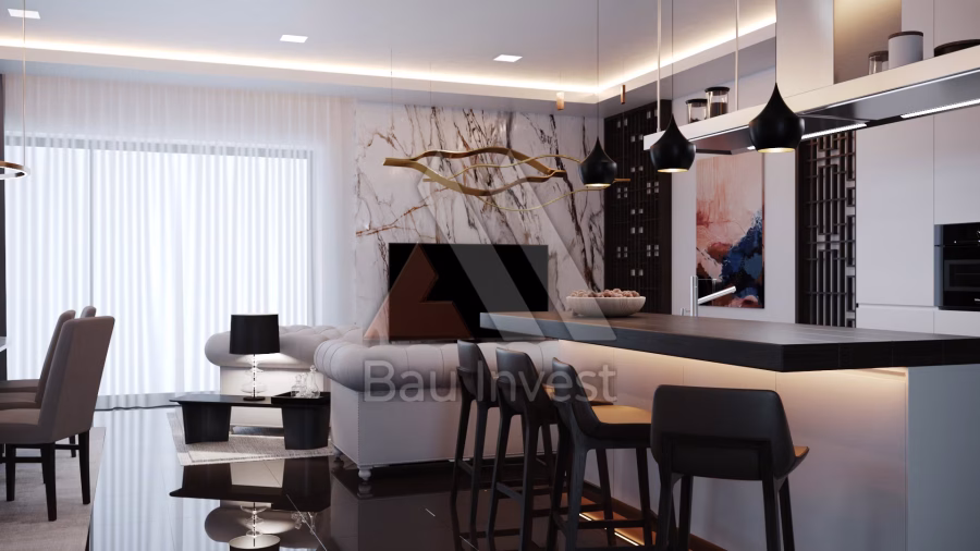 Haus Nickelsdorf, 3D-Visualisierung: Wohnküche mit Essplatz