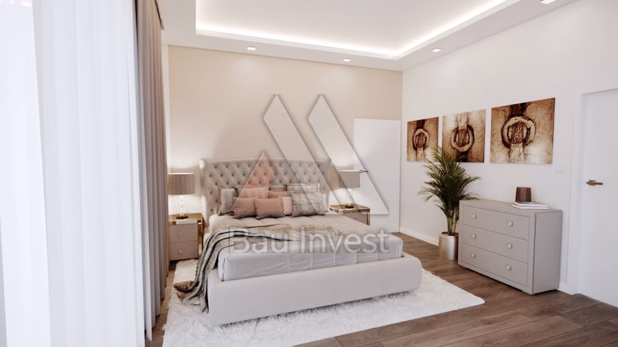 Haus Nickelsdorf, 3D-Visualisierung: Schlafzimmer mit Ankleide
