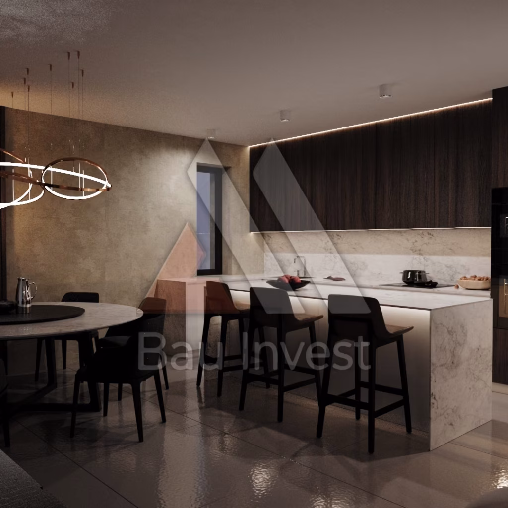 Haus Pama, 3D-Visualisierung: Küche mit Essbereich