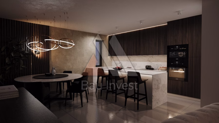 Haus Pama, 3D-Visualisierung: Küche mit Essbereich